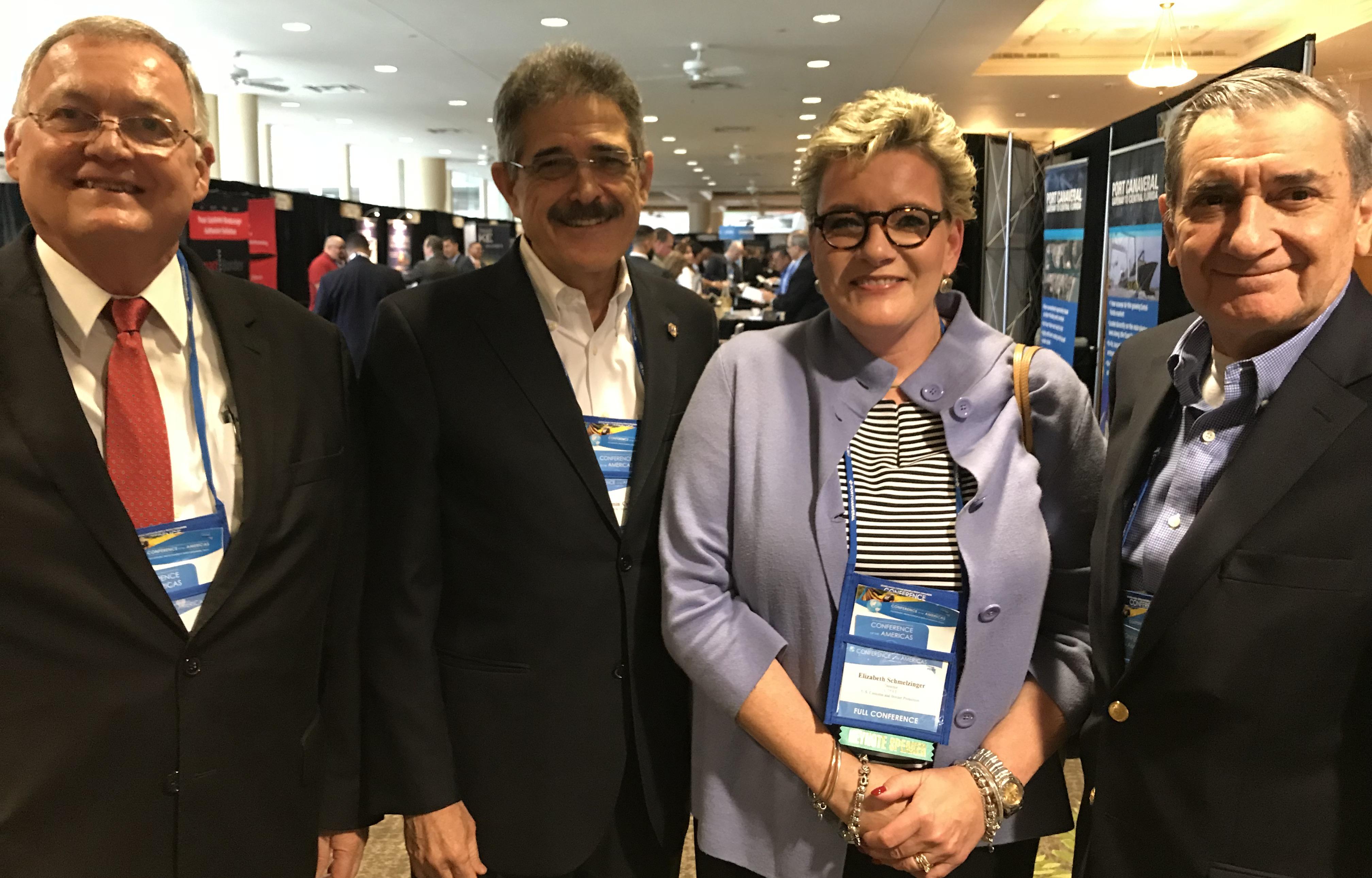 John Mein, Executive Director of PROCOMEX, Fermin Cuza, International President of WBO, Liz Schmelzinger, Director of C-TPAT and Fernando Duque, Executive Director of WBO.