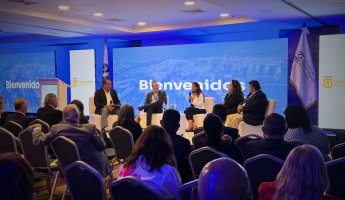 From left to right: Nelson Brens, ASAPRA president; Víctor Almiray, director of customs and trade compliance for Latin America at HUAWEI; Suzanne Lemaitre, WBO executive director; Patricia Masella, AMECOMEX president; and Moisés Solís Flores, ALACAT vicepresident.